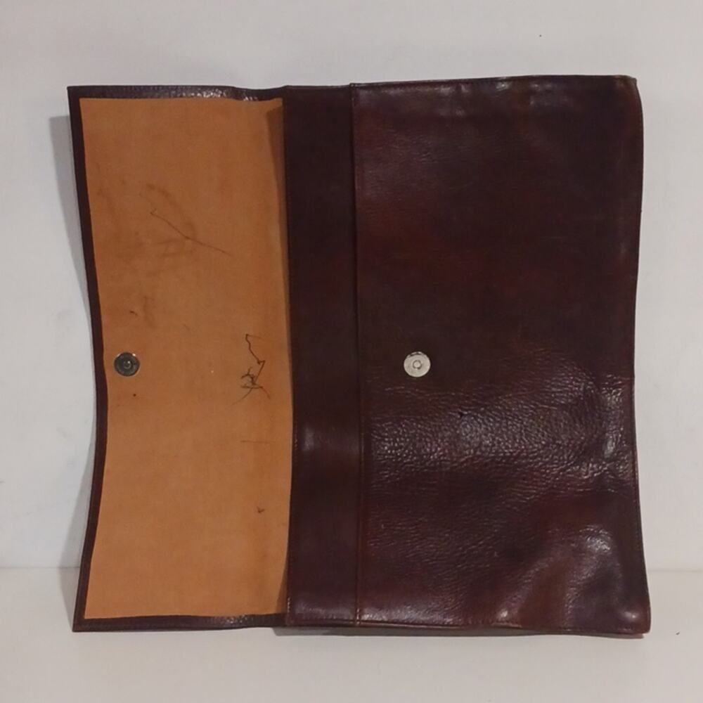 Cambridge Vintage Document Case Thick Brown Pebbled Leather Magnetic Closure - Picture 6 of 12